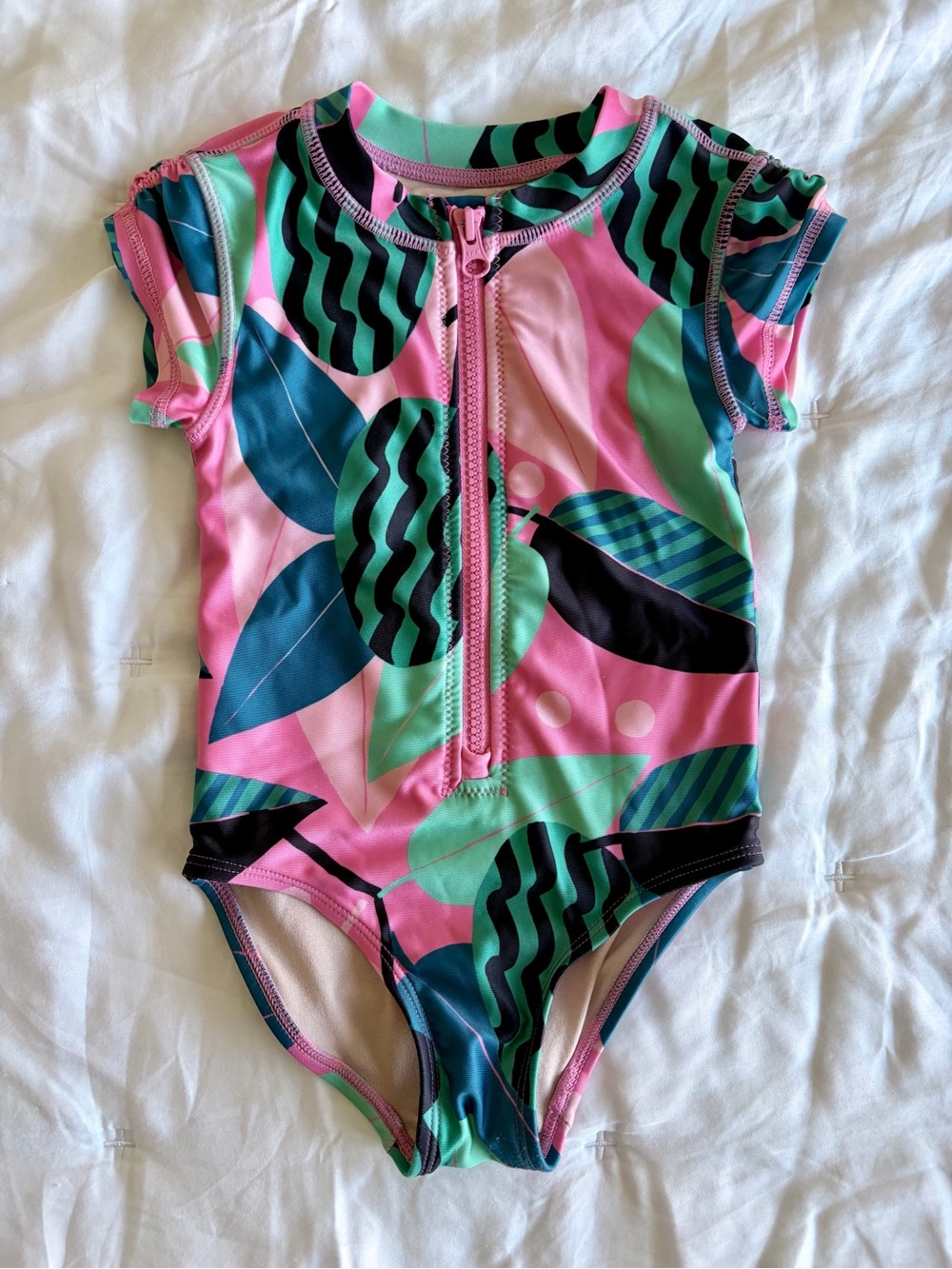 Tea Collection Rash Guard One-Piece Swimsuit in Bossa Nova Foliage